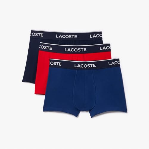 Lacoste Herren 5H3389 Boxershorts, Marine/Rouge-Methylene, M (3er Pack)