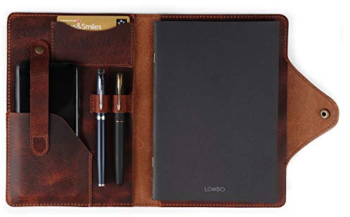 Londo Porte-Documents en Cuir Véritable avec Bloc-Notes et Fermeture à Pression