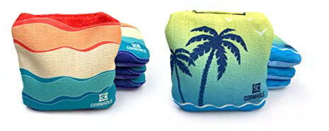 SC Cornhole Games Bolsas de Cornhole profesionales de doble cara, 16 onzas, 6 x 6 pulgadas con relleno de resina premium, bolsas de frijoles oficiales de torneo Slide/Stick Pro – Regulación/Aprobado