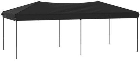 vidaXL Carpa para Fiestas Plegable, Cenador para Bodas Camping, Toldo Exterior Resistente al Agua, Carpa para Jardín Terraza, Negro 3x6 m