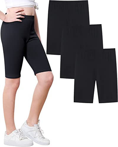 Domee Pantalones Cortos Algodón Mallas Ciclista Corto Niña Pack de 3 Negro 11-12 Años