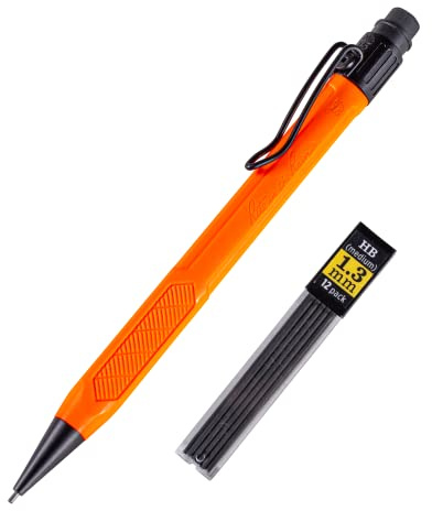 Rite in the Rain Weatherproof Mechanical Pencil, Orange Barrel, 1.3mm Dark Lead, 12 lead refills (No. OR15)