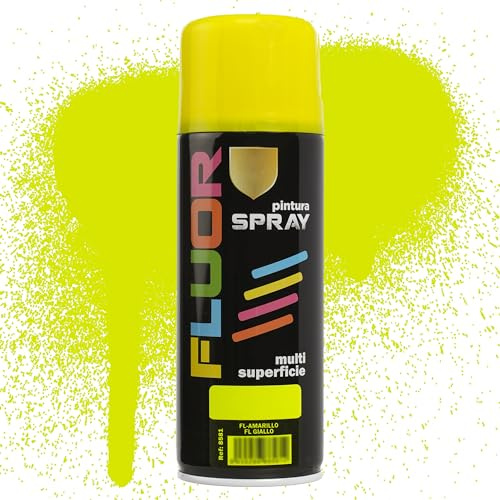 Etrexonline Pintura Spray Multicolor Profesional | 400ml | Adecuado para Metal, Madera & Plástico | Amarillo Fluorescente | Secado Rápido | Paquete de 1