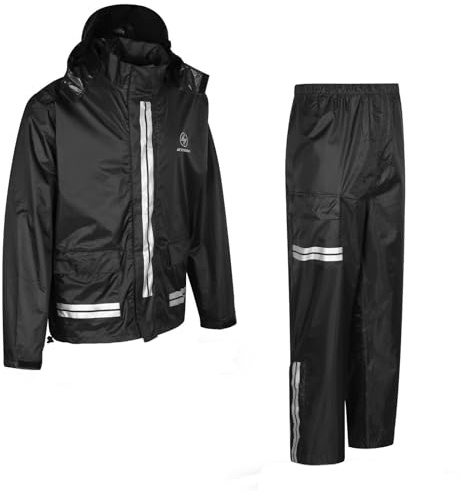 ASPIDEX STORM Kit de pluie Pluie Scooter Moto Imperméable Noir Veste Pantalon (M)