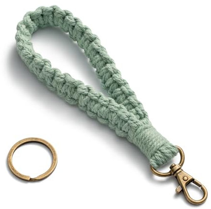 MORSUNBELA Schlüsselband Frau Schlüsselbänder Kurz Boho Lanyard, Schlüsselband Personalisiert Schlüsselanhänger Band, Schlüsselkette für Arbeitsausweise Türschlüssel (Grün)