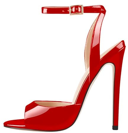 blingqueen Sandales Peeptoe vernies à talons hauts pour femme, rouge, 42 EU