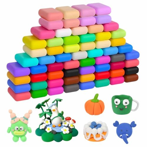 Adult Air Dry Clay – Ultra Light Magic Clay, Non-Toxic Modeling Clay & Dough, Air Dry Clay Set – 64 Colours Modelling Clay Kit with Tools & Storage Bags, Soft Non-Toxic DIY Craft for Sculpting