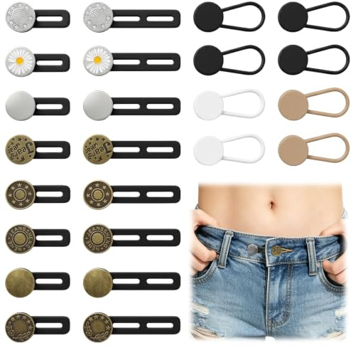 24 stycken byxförlängning knapp, byxförlängning graviditetsset, justerbar byxknapp förlängning, kvinnor män utan att sy knappförlängning, för jeans fritidsbyxor skjorta klänningar