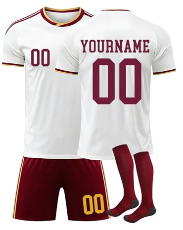 Genérico España Camiseta de Fútbol Personalizadas para Hombres y Niño, España Equipación de Fútbol Nombre Número con Conjunto Top Pantalón Corto y Calcetines Regalo de Fútbol