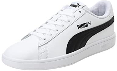 PUMA Unisex Puma Smash v2 L Low-Top, Puma White-Puma Black, 40 EU