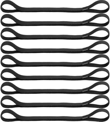 9 Pezzi Spesse Fasce Elastiche Non-Scivolo per Lo Sport, Fasce per Capelli Elastico in Silicone Esercizio per Football, Basket, Calcio, Tennis, Yoga e Golf (Nero, Bianco e Grigio)(Nero)
