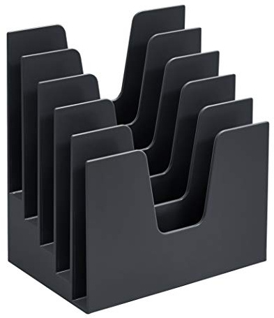 Acrimet Organizzatore Porta Documenti Inclinato a 5 Scomparti, Porta Lettere, Cartelle e Posta, Organizzatore da Scrivania per Ufficio, Supporto per Organizzazione da Scrivania (Plastica) (Nero)