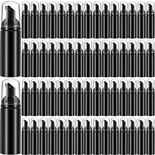70 Pcs 2 oz Plastic Foam Soap Dispensers Refillable Soap Bottles with Pump Mini Cleaning Foam Pump Bottle Empty Foam Dispenser for Refillable Travel Hand Soap Shampoo Foaming Cosmetics (Black)