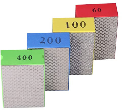 4 Stück Diamond Hand Polishing Pads, 60 120 200 400 Grit Diamond Sanding Blocks für Fliese Stein Trimmen Entgraten Schleifen Polieren und Scharfen Kanten