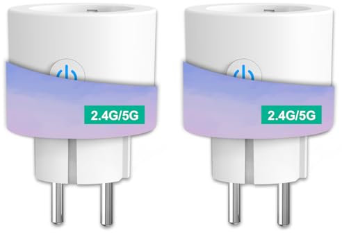 Presa Smart 5GHz Wifi, ANTELA Presa Intelligente, Presa Temporizzata(Type F), Prese con Monitoraggio Energia, Controllo Remoto, Compatibile con Alexa/Google Home, 16A 3680W, 2Pz