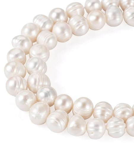 PandaHall - 2 fili di perle d'acqua dolce coltivate in modo naturale, a forma di patata, perle sfuse per braccialetti e collane, per la realizzazione di gioielli estivi