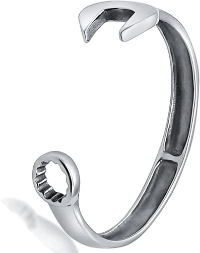 INTERNATIONAL BRANDS EXCESS STOCK TRADING U.K. I BEST U.K Mens Bracelets, Silver Cuff Bangle, Vintage Motorcyclist Gift for Men (Spanner Vintage)