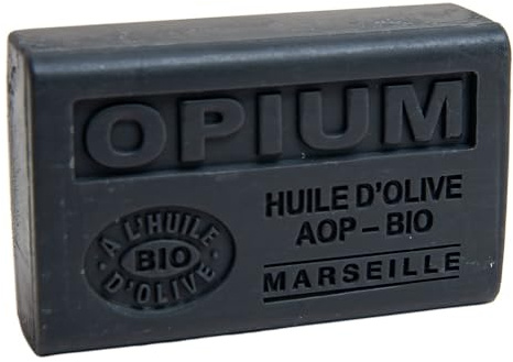 Label Provence Nature Savon de Marseille – pflegende französische Seife aus reinem Bio-Olivenöl und Sheabutter – Opiumduft – 125 g Riegel