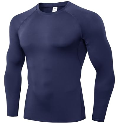 Yuerlian Compression Shirt for Men Long Sleeve Quick Dry Gym Running Top | Crewneck,Quick Dry,Breathable, Lightweight,Baselayer T-Shirt,Workout,Sports Undershirts,Athletic,4-Way Stretch,Trainin