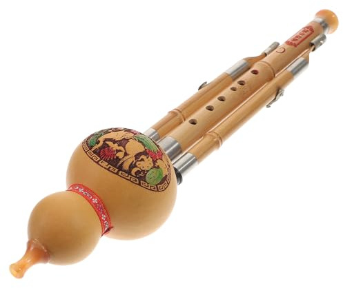 SUPVOX Flauta Hulusi De Bambú Hecho a Mano Clave C, Instrumento Musical Étnico De Calabaza Natural Lengüeta De Aleación, Diseño Compacto Para Principiantes y Amantes Música