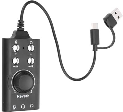 Zunate Tarjeta de Sonido Estéreo Externa, Adaptador de Sonido Envolvente 7.1 de Tipo C/USB A Conector 3,5mm con Control de Volumen/Tecla M para Cambiar de Voz/Silenciar Micrófono