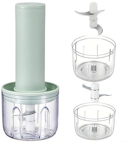 Hachoir électrique USB multi-ingrédients conçu pour une préparation rapide et efficace des aliments dans n'importe quel environnement (vert)