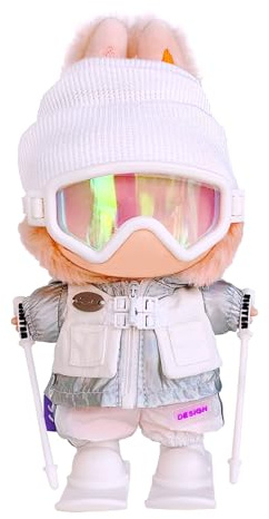 17cm Doll Clothes & Accessories Set for Labubu, White Ski Outfits