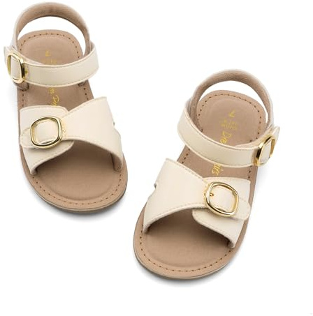 DREAM PAIRS Girls Sandals Fashion Sandal with Adjustable Straps Open-Toe Comfortable Summer Shoes for Toddler Little Kid,Size 9 Toddler,Beige,SKFS26001K