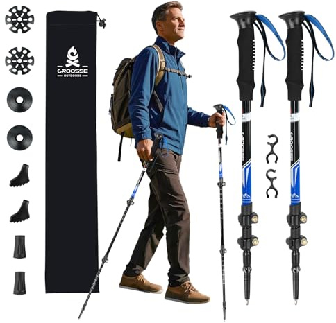 Bastones de Trekking Telescópicos Ligeros de Aluminio, Pack de 2
