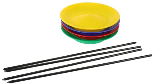 Veemoon Juego de 4 Platos Giratorios de Malabarismo Palos de Mano, Plástico Resistente, Colores Rojo Azul Amarillo Verde, Adecuado para Espectáculo de Circo y Desarrollo de Habilidades