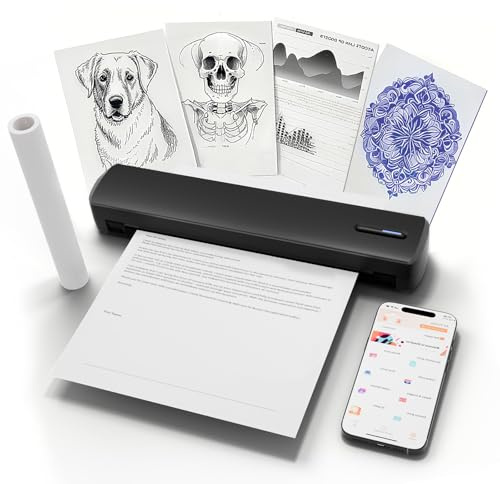 TAGZILO C80 Wireless Printer, Inkless Portable Printer for Travel, Supports A4 8.5 x 11 Inch Thermal Paper, Compatible with Phone & Laptop (Black)