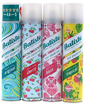 Batiste Dry Shampoo Original, Cherry, Blush, Tropical (4 pack) 6.73 oz