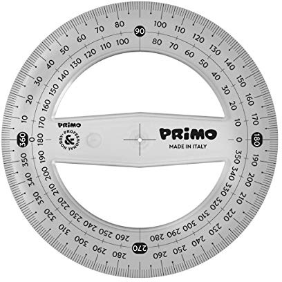 Morocolor PRIMO, Goniometro 360° 12 cm, Color grigio fumé, Antiriflesso, Stabile e resistente, Lettura facilitata, Alta precisione, Ideale per il disegno tecnico