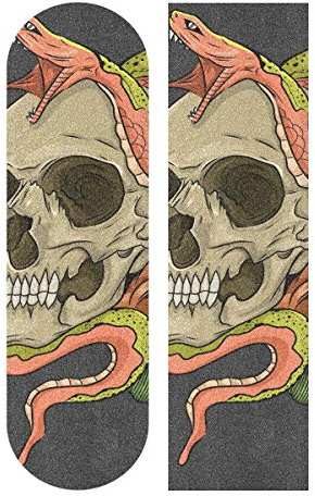 Crâne Orange Serpent Grip de Skateboard Bande Grip Antidérapante,Auto-adhésif Griptape de Longboard,sans Bulles,Peut êTre Coupé(84 * 23cm 1pcs)