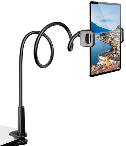 Czemo Supporto Tablet, Collo Oca Supporto Regolabile - Universale Supporto Stand per Tablet Compatibile con iPad/iPhone 4 a 11 Attrezzatura (Nero)