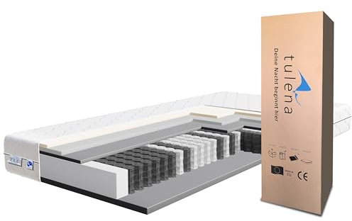 TULENA NOX Taschenfederkern Matratze 120x200 Federkernmatratze H2 + H3 Comfort 22cm hoch Probeschlafen Rollmatratze Wendematratze