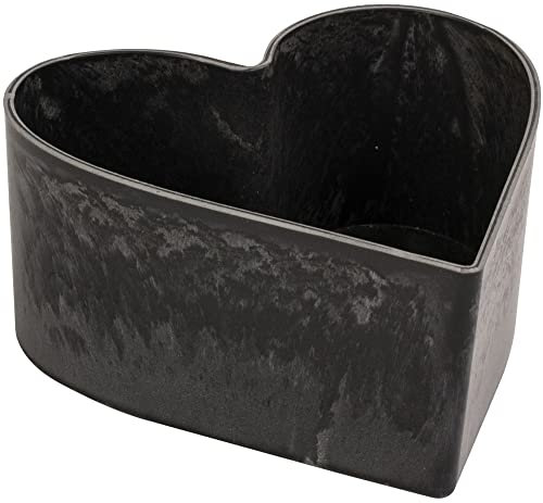 matches21 wetterfeste Pflanzschale Herz für draußen - Dekoschale in schwarz marmoriert als Blumen-Schale - Garten-Deko Schale in 15 cm für Blumen oder Friedhof Grabschale als Grab-Schmuck