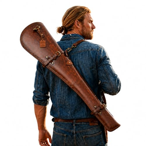 Hulara_ Étui à fusil en cuir véritable de style occidental, étui à fusil à levier, étui à canon de fusil de chasse, étui rigide (marron uni)
