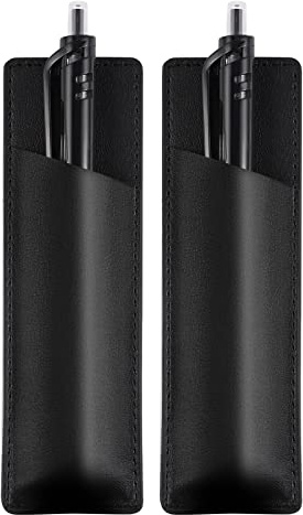 KINBOM 2 Pièces Porte-Stylos Magnétiques Porte Stylo en Cuir pour Réfrigérateur Support PU Étui à Stylo en Cuir pour Réfrigérateur ou Autres Surfaces Métalliques (Noir)