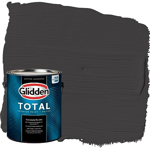 Glidden Total Interior Wall Paint & Primer All-in-One, Black Magic/Black, Semi-Gloss, 1 Gallon