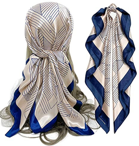 FAIRYGATE Seidentuch 90x90 Damen Halstücher Schal Faux Gestreifter Bandana Halstuch Kopftuch Elegant Business Scarf 28009