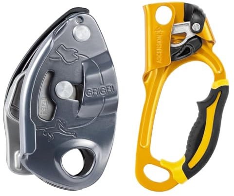 PETZL - Sicherungsgerät GRIGRI - Unisex, Grau, Einheitsgröße & Seilklemme Rechts Ascension - Unisex, Gelb, Einheitsgröße
