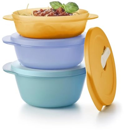 Tupperware Essentials Store, Serve & Go Medium 3 Piece Bowl Set - Food Storage - Durable & Portable Container - Great for Preparing & Serving - Keep Food Fresh - Easy to Stack - Air Tight Lid