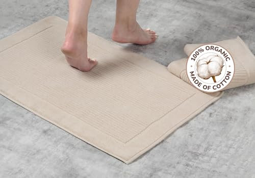 Betully 50x80 cm Badematte rutschfest Waschbar Badvorleger Set 2 Teilig aus 100% Baumwolle Badematte Schnelltrocknendes 1000 gr/m² Türkisches Baumwolle