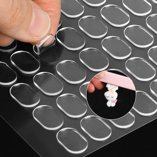Dimeho Lot de 480 points adhésifs autocollants, colle gel double face, pâte de montage amovible sans traces, pâte adhésive transparente pour accrocher au mur, bricolage, décorations (1,3 x 8 cm)