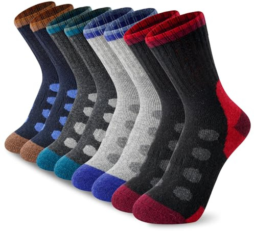 BONANGEL Kids Thermal Merino Wool Socks Thick Walking Cosy Socks Boys Girls Winter Warm Boot Cushion Crew Socks 4 Pairs for Outdoors, Hiking, Sports