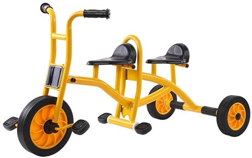 Kids Tricycle for Rider Age 3+, Preschool Playground Kids Tandem Trike, Outdoor Pedal Bike with Double Seat and Inflation-Ree Rubber Wheels