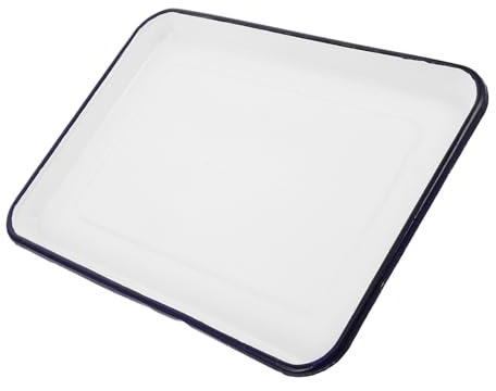 Mipcase Piatto Da Portata Rettangolare Smaltato Stile Retrò Adatto Per Torte Biscotti e Grigliate Colore Bianco Per Cucina e Servizio Di Cibo