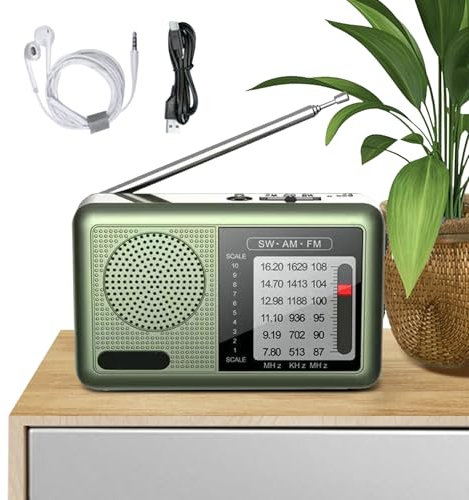 Radio Portable - Poste Radio Mondial avec Écouteurs - Récepteur Shortwave Rechargeable Toutes Ondes pour Voyage Maison Camping et Usage Nomade Seniors