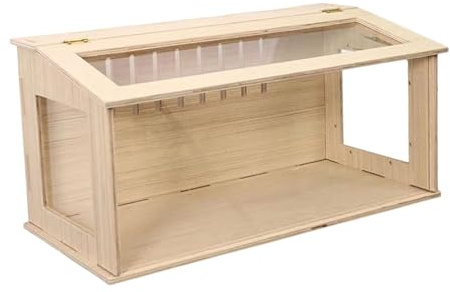 Sharplace Wooden Hamster Cage Nesting Box 270° Viewing Hamster Habitat, Ventilated Small Animal Cage Hideout Feeding Box Hamster Habitat for Hedgehog Gerbils Chinchillas Rodent, Clear Sides 60cm
